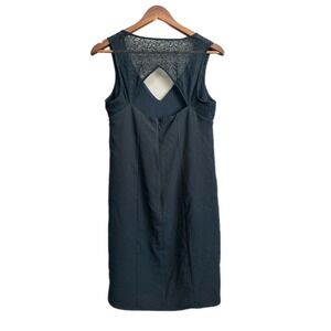 MNG Suit Black Sleeveless Lace Trim V‎ Neck Sheath Dress Women Size 4